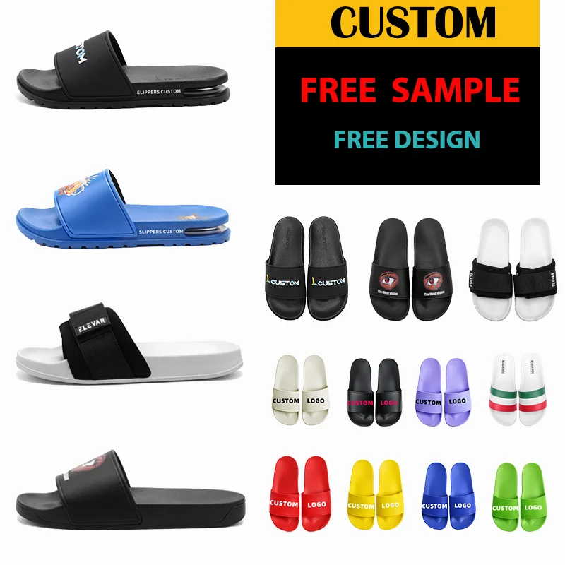 Designer Sandals Customized Slides,Custom Logo Black Slides Sandal Men ...