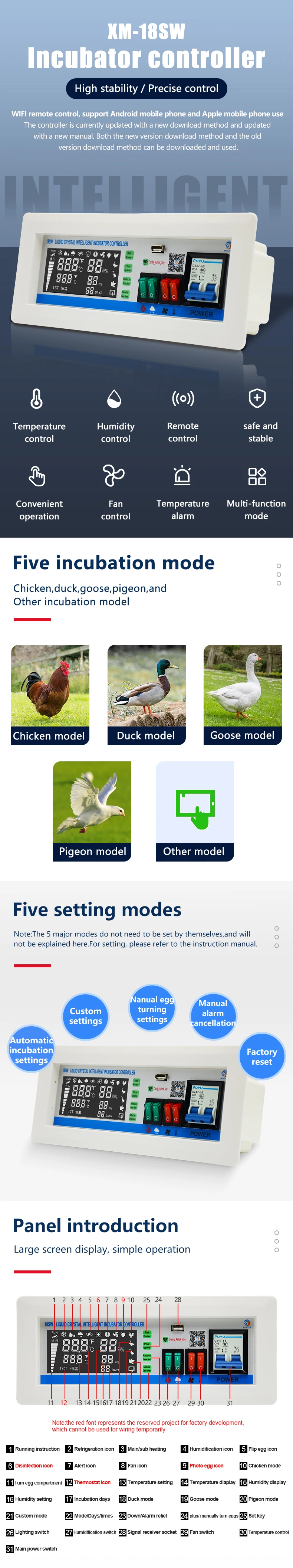 Xm-18sw Poultry Equipment Eggs Wifi Remote Intelligent Incubator ...