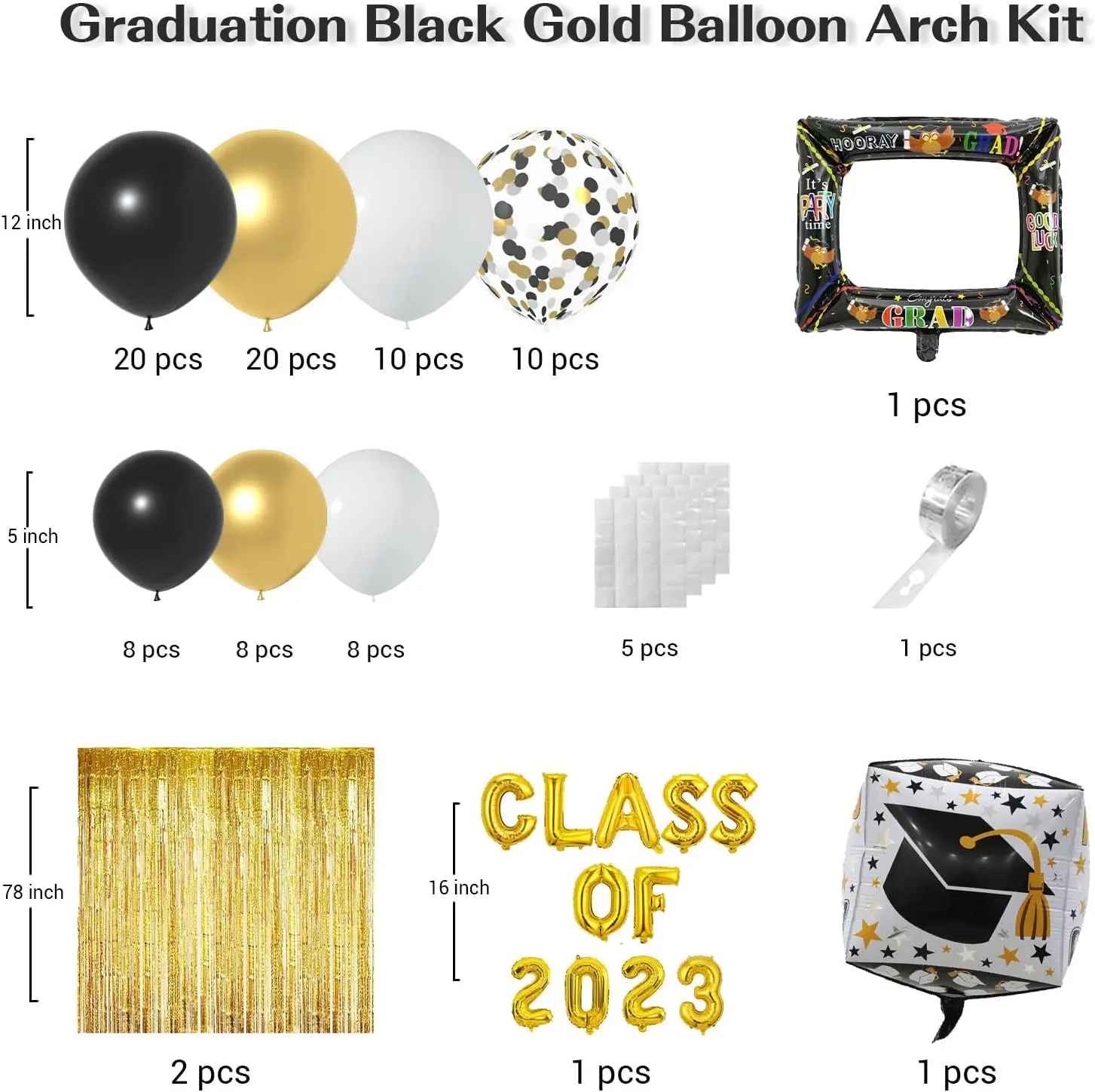 Black Gold Graduation Decorations 2023 Graduation Balloon Garland Kit ...