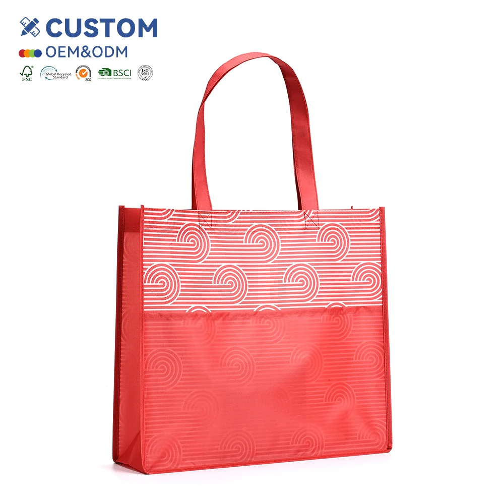 Hot Selling Wholesale Eco-Friendly RPET Backpack with Black Printed Handles Custom Logo Packaging manufacture