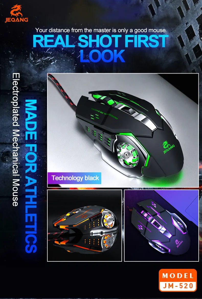 Jeqang Right Hand Orientation 6D Wired Ergonomic Gaming Mouse FCC Certified USB Connection for PC/Desktop Use