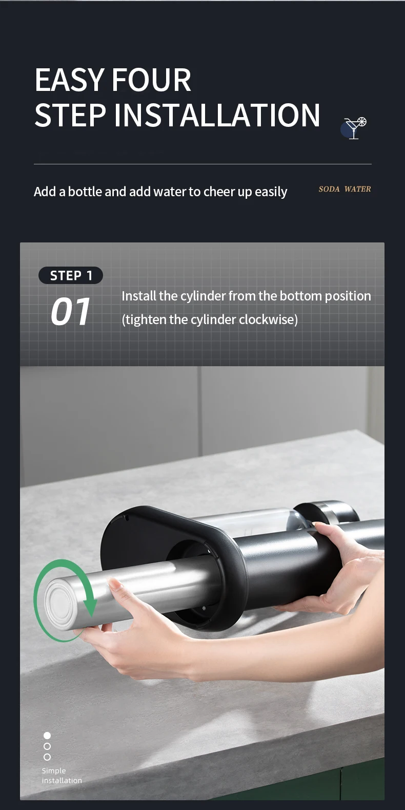 Stainless Steel Co2 Carbonation Sparkling Water Machine Desktop Soda