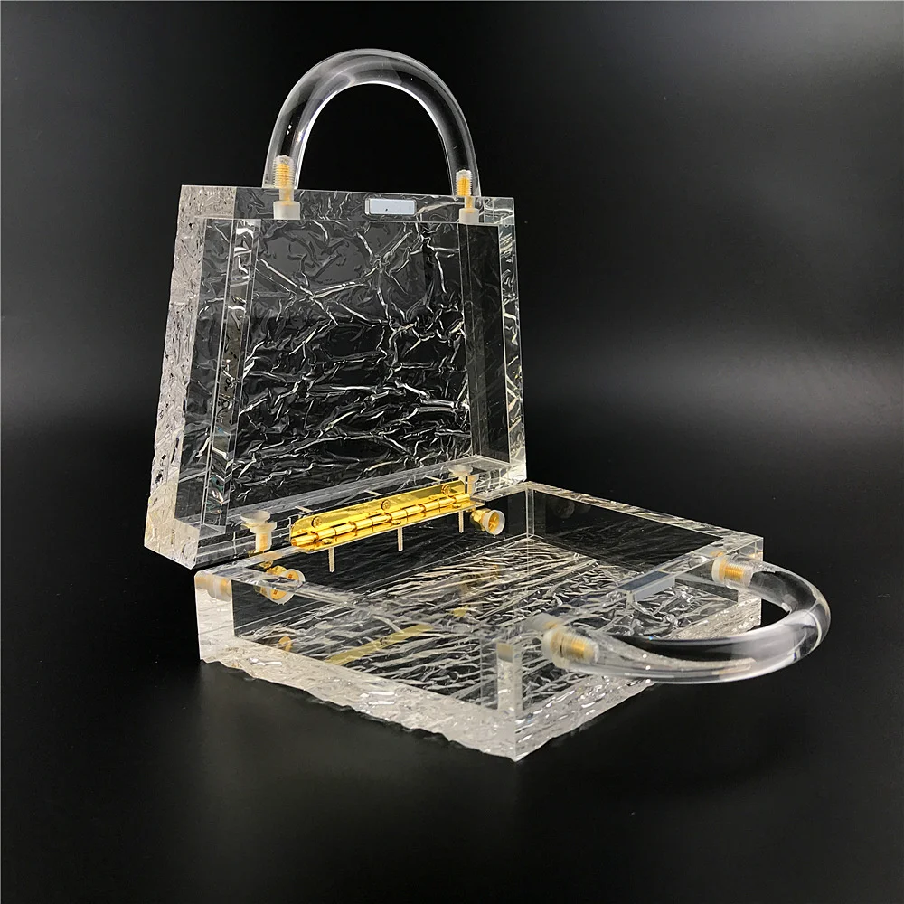 Cracked Ice Acrylic Transparent Clutch Evening Bag