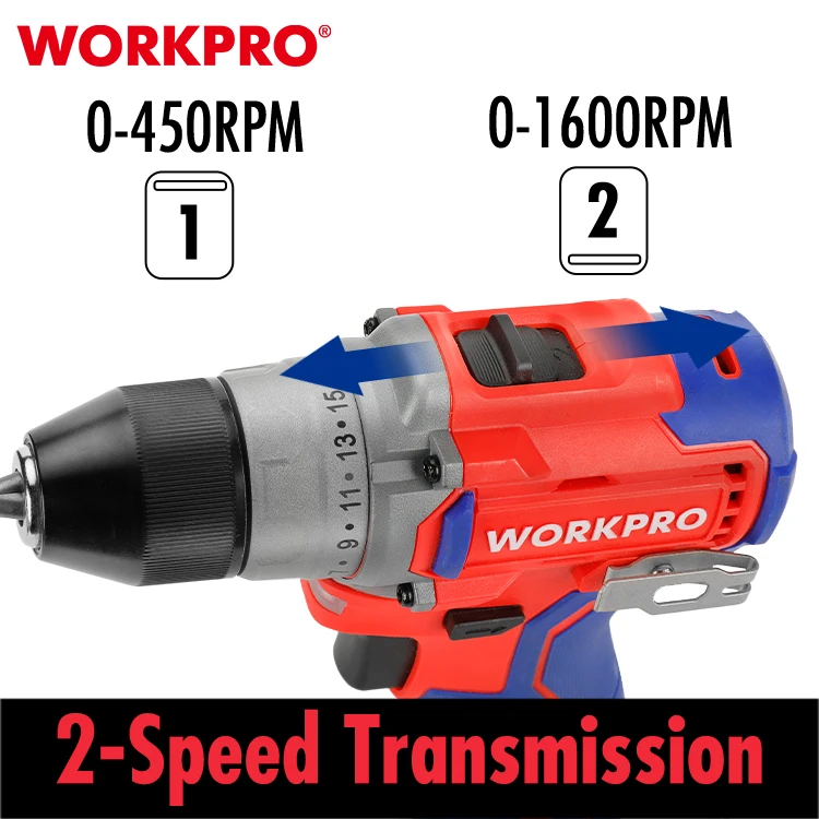 Workpro 12v 10mm Brushless Cordless Drill Power Tool Brushless Electric