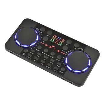 Pro Live Streaming Sound Card 10 Sound Adjustable Effects BT 4.0 Audio Interface Mixer for Phone PC Music Studio