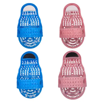 Magic Foot Scrubber Hausschuhe | Mit Bürsten Für Fußpeeling, 28 Cm, Blau – Für Dusche, Bad & Entspannung