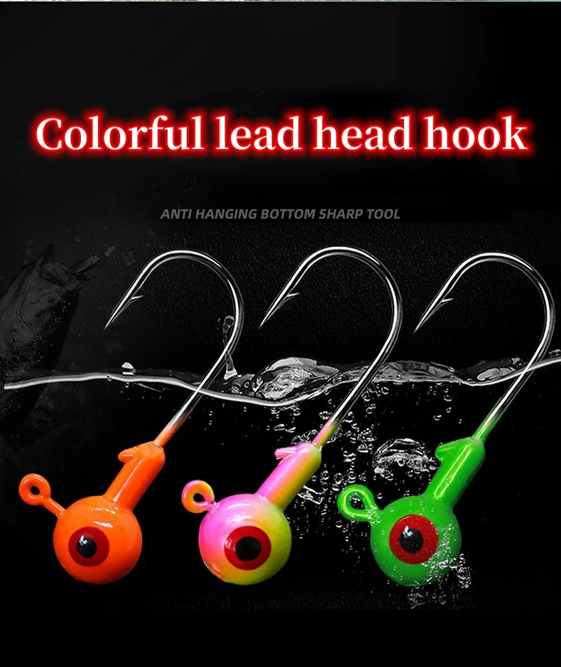 New 1g20g Jig Head Hook Softbait Hook Colorful Ball Jig Head Factory