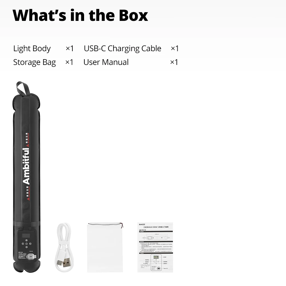 AMBITFUL GC12 - Portable LED Light for Professional Photography