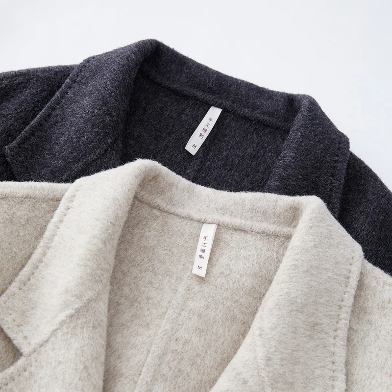 Custom Women Autumn Winter Wool Maxi Coat with Belt Lapel Solid Color Loose Cardigan Ladies Elegant Long Coat