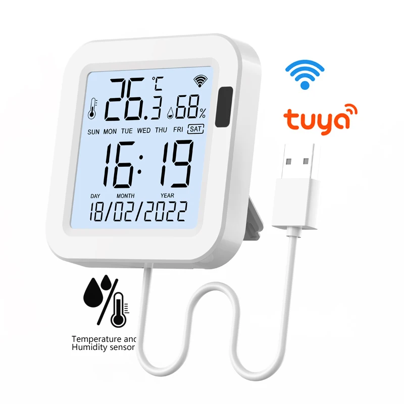 Tuya Wifi Smart Temperature And Humidity Sensor With Backlight