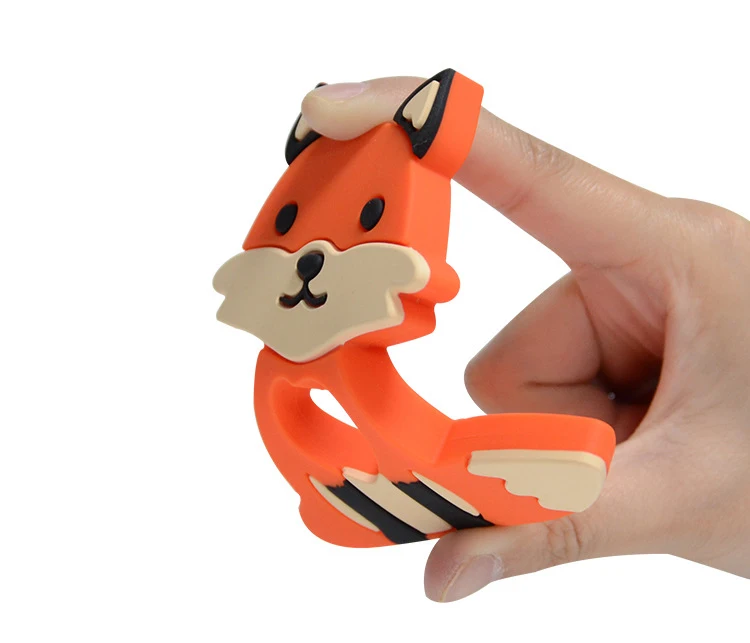 BPA бесплатно Прорезыватель кулон жевательная игрушка для ребенка лиса в форме животного силиконовые прорезыватели игрушки