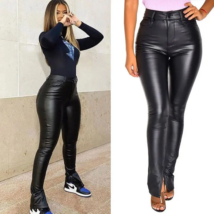 Plus Size Two Pieces Leather Pants Set Solid Color Skinny 2PC Higwaist  Outfit Strappy Back Cross PU Leather Suit 3XL 4XL 5XL - China PU Leather  Suit and Women 2 Pieces Leather