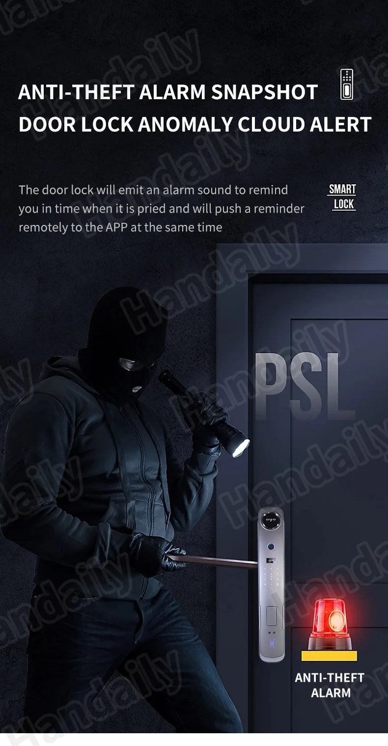 handaily logo custom video talking smart lock with privacy password face recognition tuya wifi digital locks h8-6