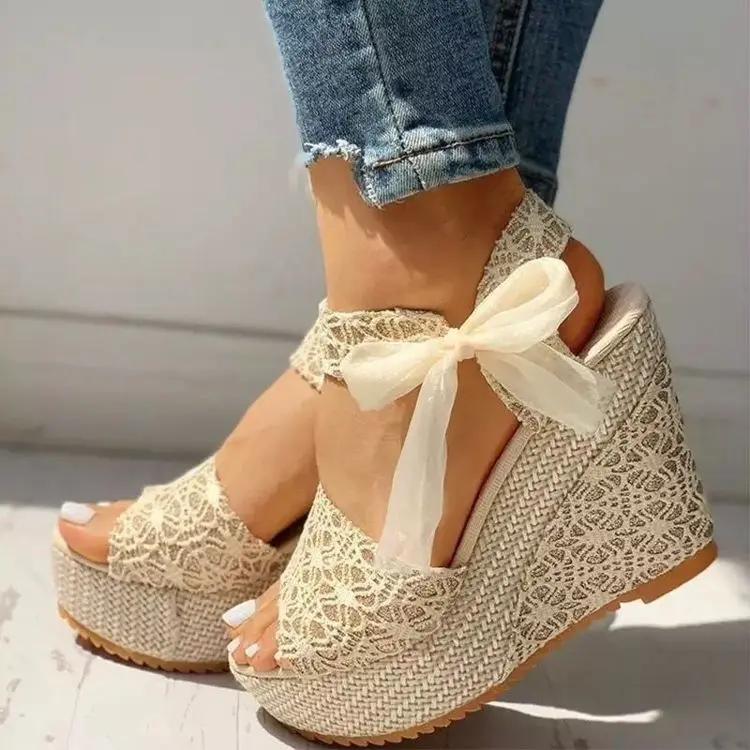 Womens Wedge Heel Summer Sandals Lace Up Casual Platform Shoes Party Prom  Pumps | eBay