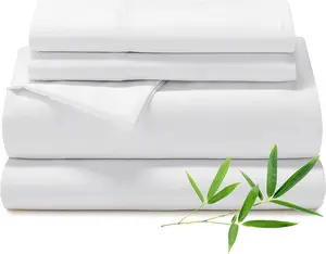 100% Organic Bamboo Fiber 300TC Sateen Bedsheet Set Solid Color Customized Bedding Sheet Set and Duvet Cover Set
