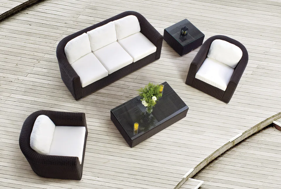 Extra Large Sectional Curved Outdoor Rattan Furniture Set Wicker Garden