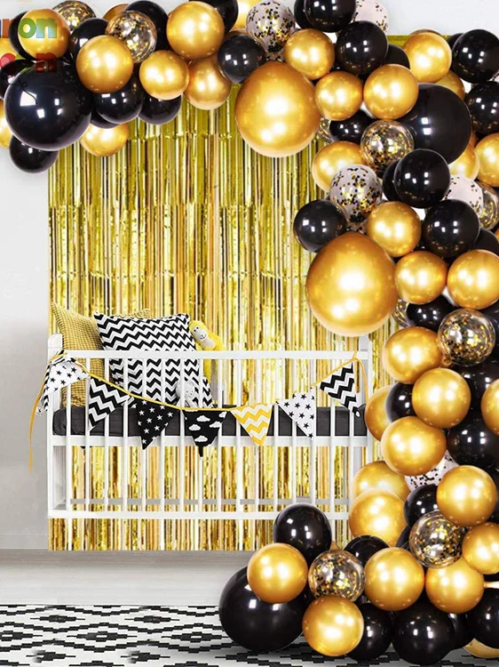 baby shower Honeyhouse Kit de arco de globo 100 piezas de color negro y 102 globos dorados para decoración de globos para fiesta de cumpleaños dorado compromiso boda 