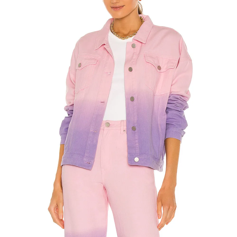 Source Custom Wholesale Pink Dip Dye Denim Jacket Men on m.