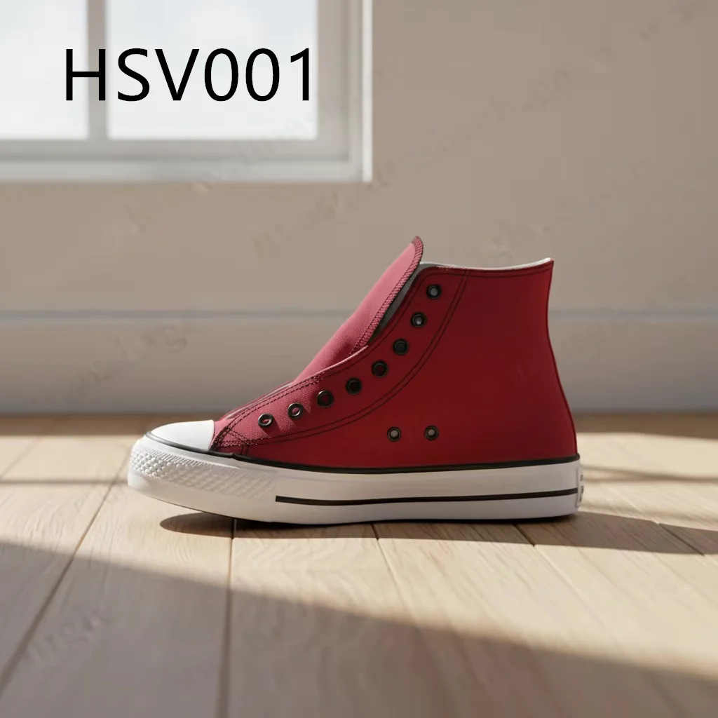 ZYF,Hip Hop Culture Middle Cut Lace up Style Red Sneakers Popular in School Scooter Ride Casual Student Canvas Shoes HSV001