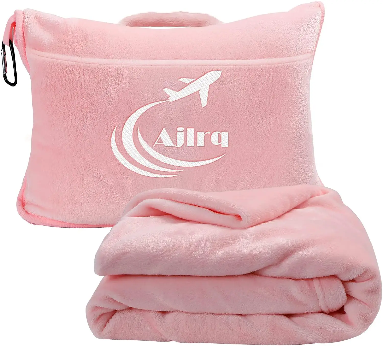 Factory custom portable travel airplane blanket winter 2 in 1 travel pillow blankets with zipper premium flannel blanket adult