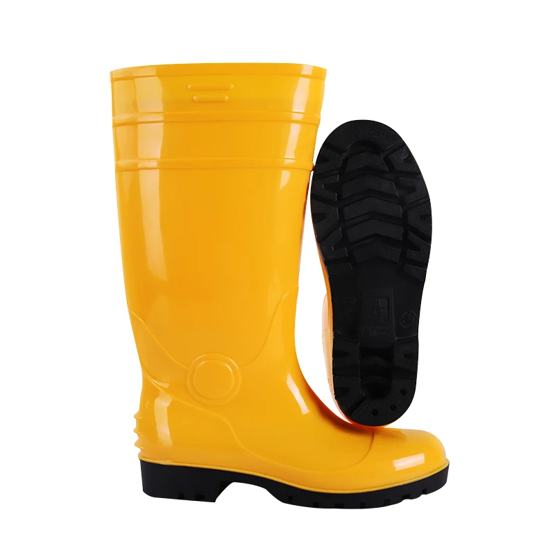 Steel Toe High Heel Rain Boot Gumboots Yellow Pvc Work Design Waterproof Wellington Farm Rain Boots