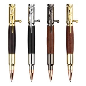 New Luxury Corporate Gift Engravable Logo Sports Rifle Bullet Ballpoint Pen Bolt Action Metal Gun Pen for Business Use