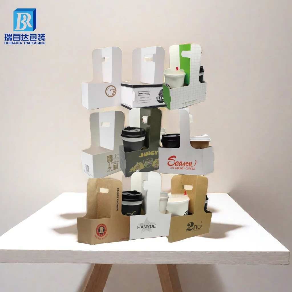 Custom Eco Friendly Disposable Paper Take Out Coffee Cup Drink Carriers ...
