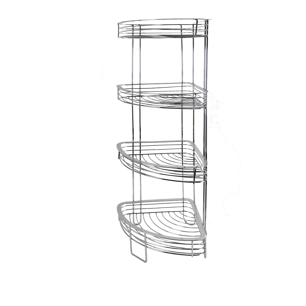 Four Tier Metal Wire Corner Standing Shower Caddy Bath Shelf Baskets