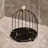 Black single-layer birdcage, black and gold plate