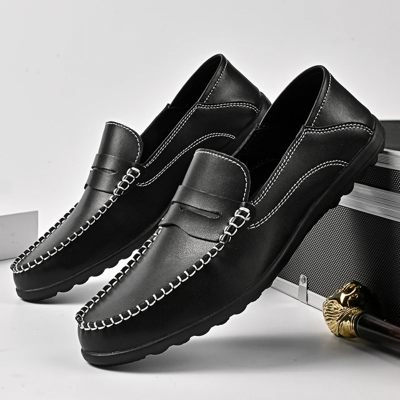 Factory Supply In Ready Stock Genuine Leather Office Business Party Wedding Men Dress Light Weight Casual Loafers Shoes