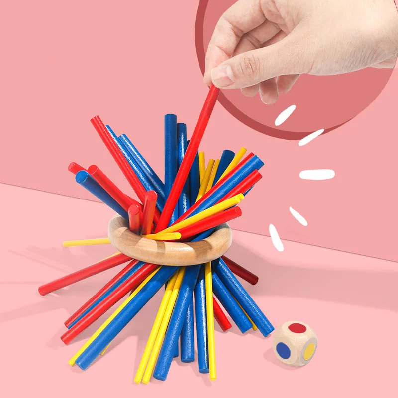 Montessori Children Table Pick Up Sticks Game Colorful Wooden Sticks ...