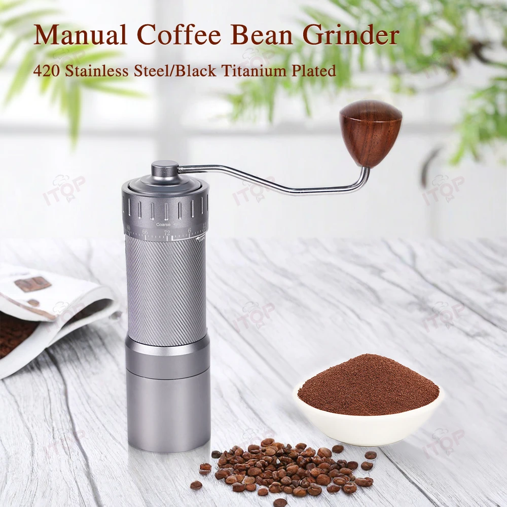 Itop Manual Coffee Bean Grinder Adjustable Stainless Steel Portable Coffee Grinder