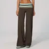 brown stripeswide-leg pants