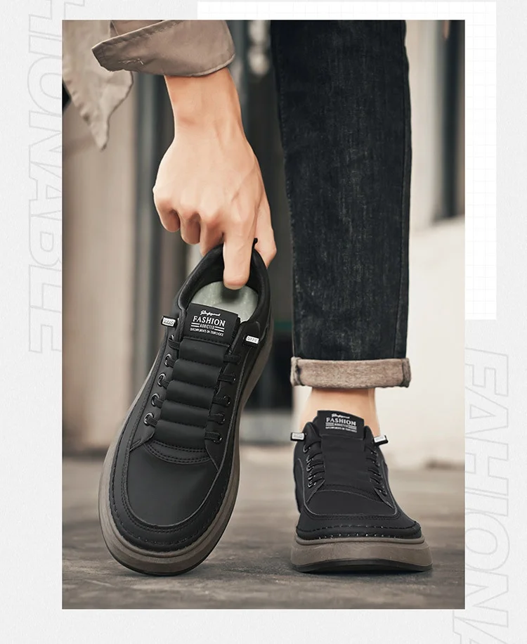 White Leather Sneakers - Men's Casual Shoes | Breathable, Lightweight Lace-Up Footwear