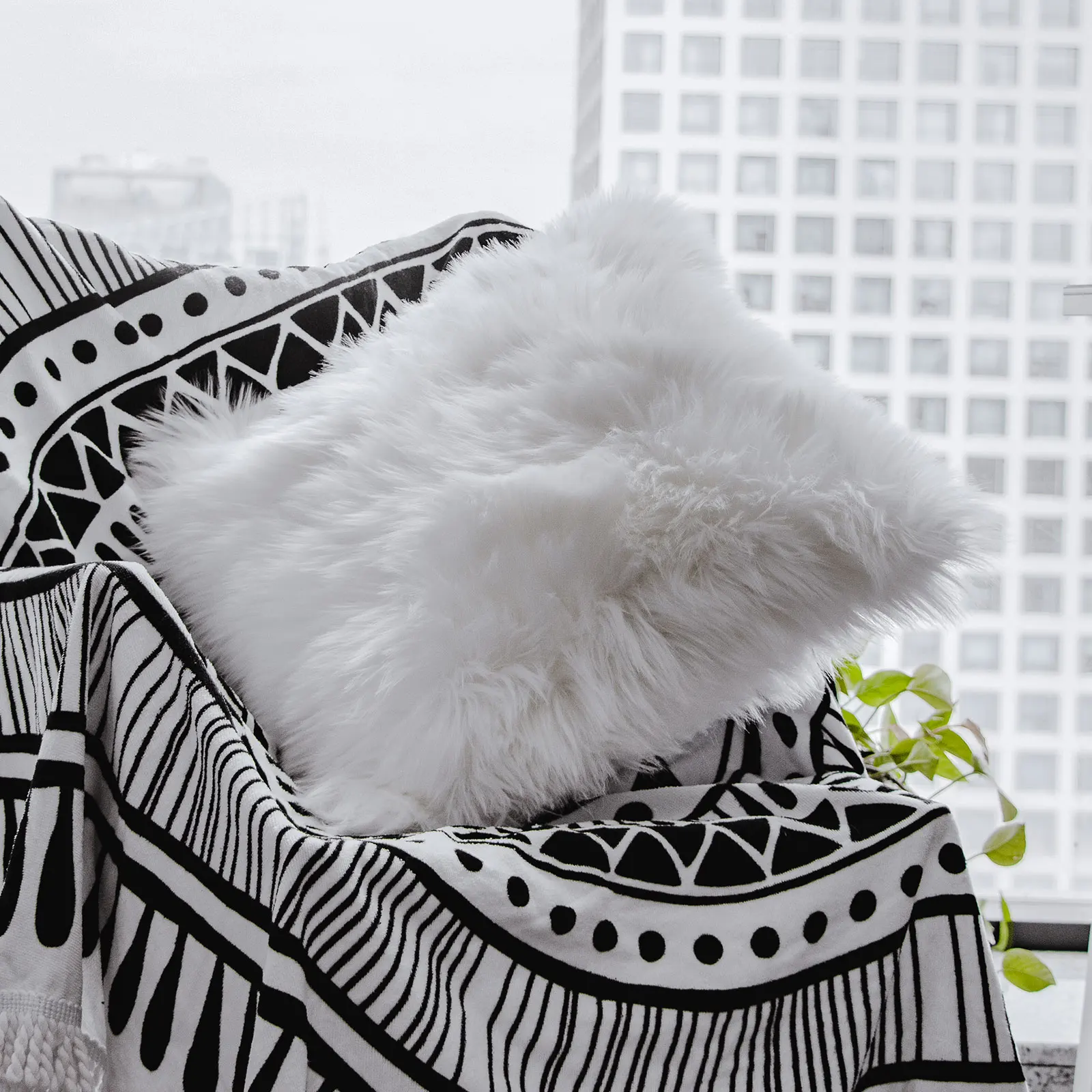 Artificial Fur Pillow Cover Chamois Leather Single Side Fluffy Long