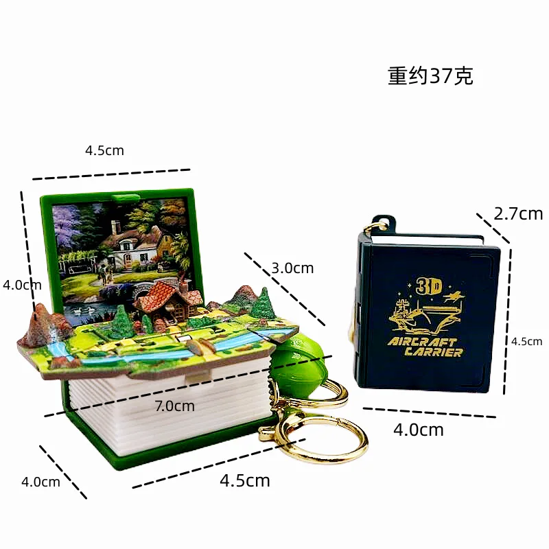 Factory Direct Novelty 3D Mini Book Key Chain Portable Folding Mini Surprise Exploding Books Toys Key Chain for Kids