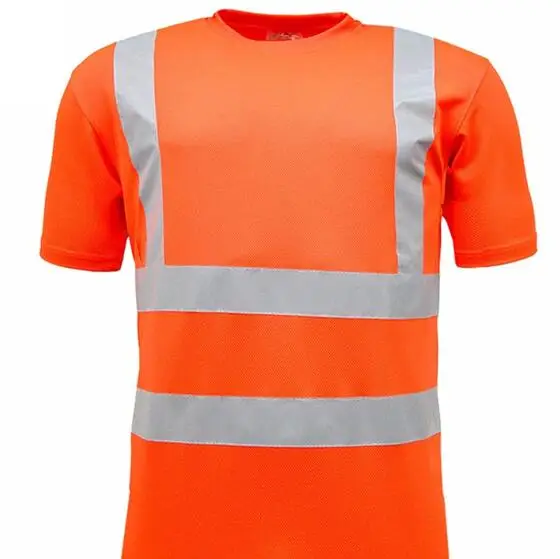 Custom high visibility reflective safety t shirt with short sleeves for men