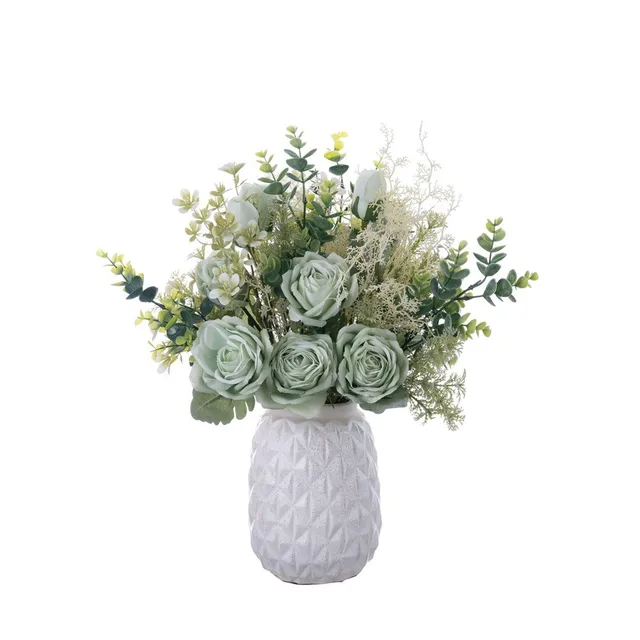Wholesale 53cm Rose Bouquet and Green Plant INS Wedding Home Party Decorations with Artificial Flowers Fake Flower Decorations