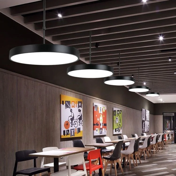 Modern Pendant Lighting Iron Rod Round Black Chandeliers Ceiling Pendant Lights for Kitchen Island Restaurant Cafe