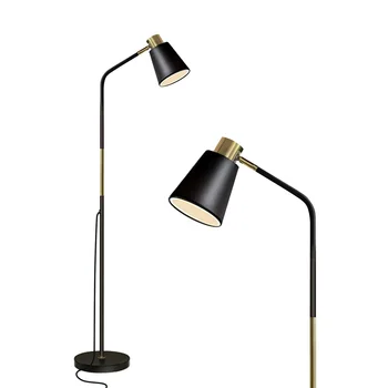 Industrial Farmhouse Reading Lamp, Standing Adjustable black painting metal floor lamp for Living Room Bedroom Office H