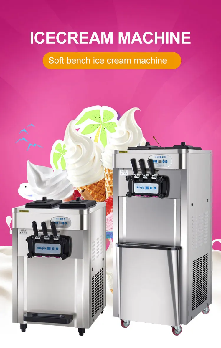 3 Flavors Automatic Soft Serve Sorbetiere Commercial Eis Ice Cream Machine A Glace Italian 0923