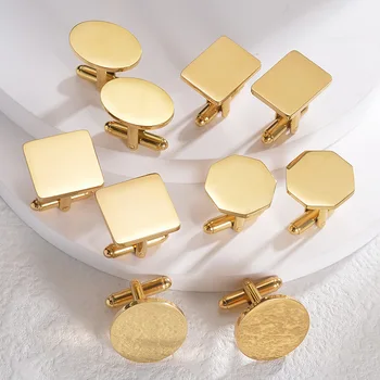 Customized Engraved Stainless Steel Cuff Links Personalized Suit Shirt Coin Simple Men Cuff Links Laser Logo