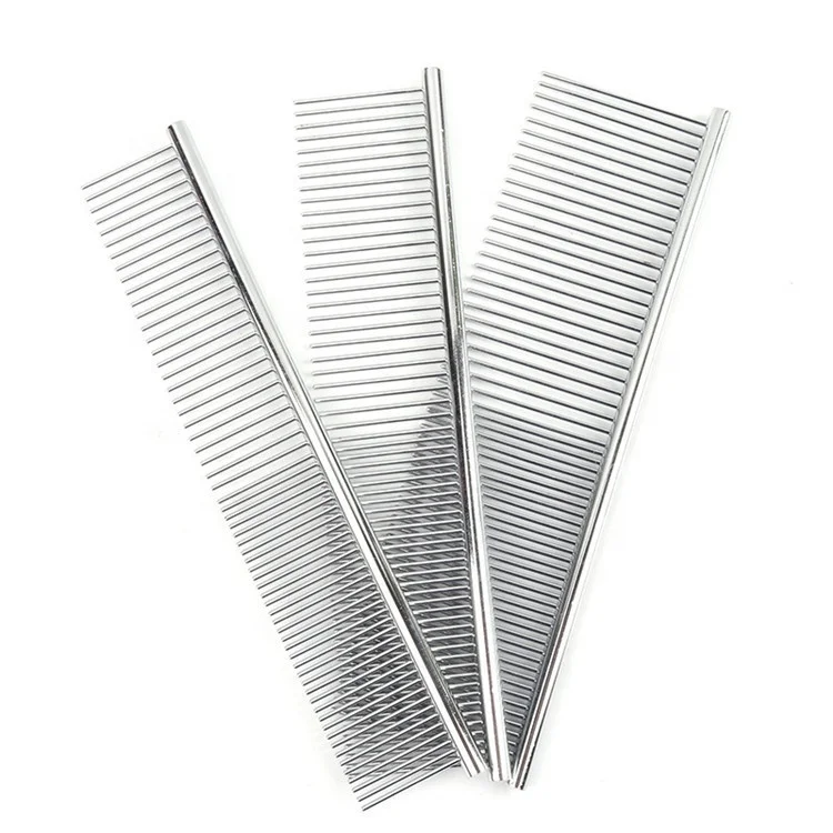Factory Directly Supply Metal Dog Pet Comb Stainless Steel Dog Grooming Brush Comb Wide Metal
