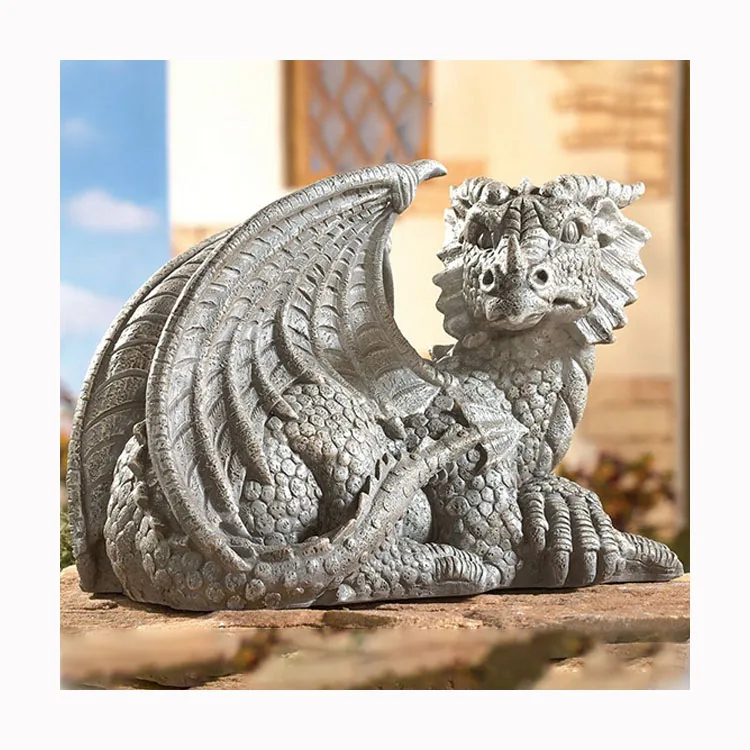屋外の庭の装飾的な石の動物の置物販売のための黒い大理石のドラゴンの