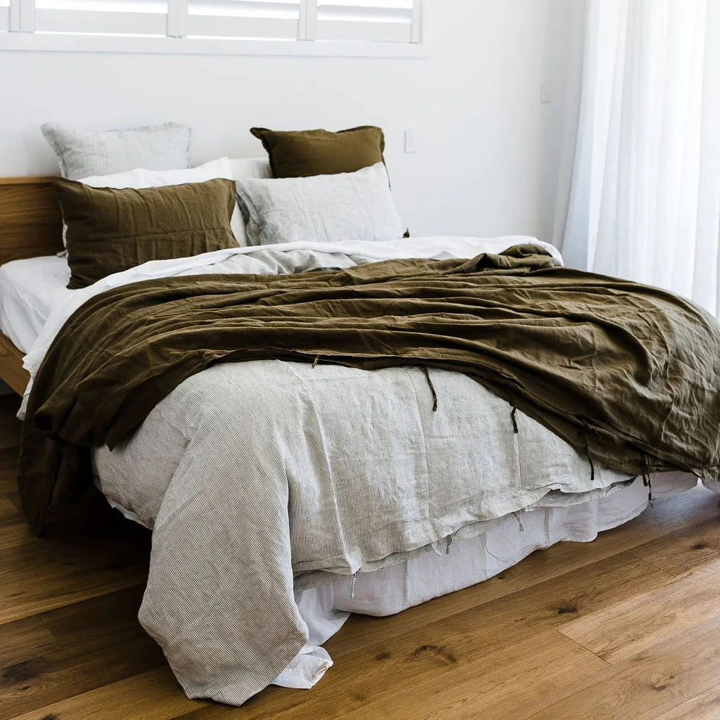 Wholesale Italian Linen Fabric Stone Washed  Hotel Bed Linen Bedding Set