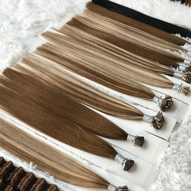 Light Color Remy Human Prebonded Hair Nano Tip Russian Hair Extensions