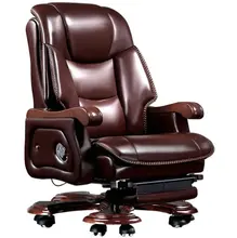 Classic office furniture wooden genuine leather executive office chair massage office chair with footrest