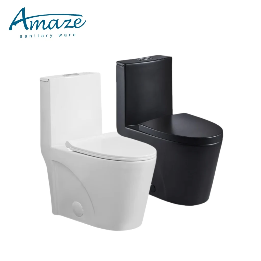 Black bathroom water closet UPC certified american style siphonic toilet bowl bathroom ceramic one piece toilet factory