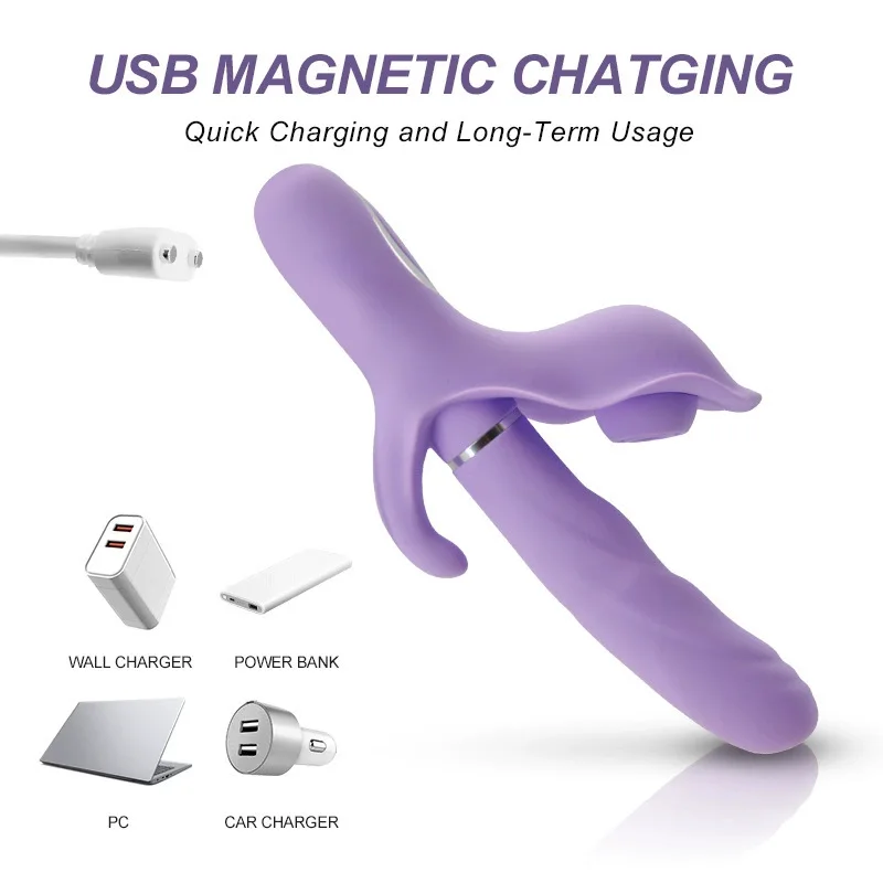 3-in-1 Thrusting Dildo With G-Spot Rabbit Vibrator Clitoral Stimulator Prostate Massager 10 Sucking 10 Vibration Modes Anal Toys_voghion.com