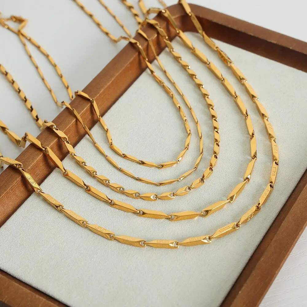 2024 New Arrival Two Tone Gold Chain 18k Gold Plated Stainless Steel Non Tarnish Melon Seeds Handmade Fashion Jewelry Necklaces